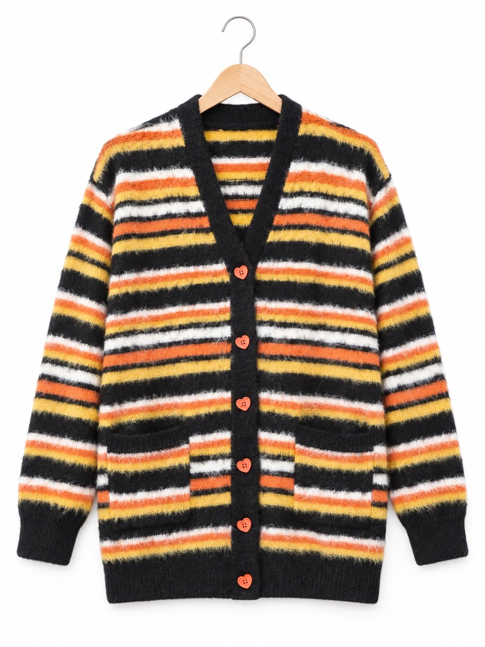 Hot Topic Sweet Society Candy Corn Stripe Fuzzy Girls Halloween cardigan small